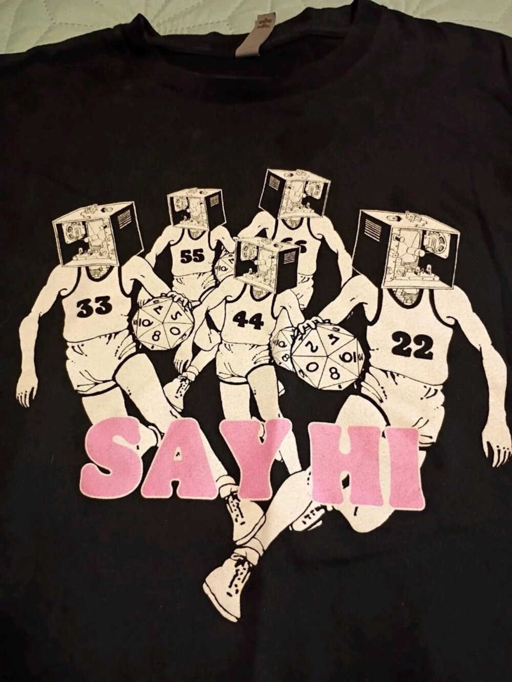 Men's Everyone Says Hi Band Graphic Sports Team T-Shirt Black XL